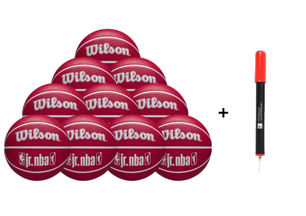 Wilson Basketball Jr. NBA DRV FAM LOGO Outdoor Größe 5 rot - 10er Ballpaket