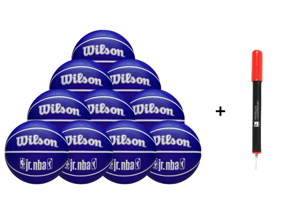 Wilson Basketball Jr. NBA DRV FAM LOGO Outdoor Größe 4 blau - 10er Ballpaket