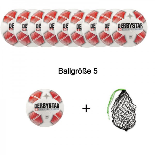 Derbystar Fußball Apus (10 Bälle+Ballnetz) X-Tra Ballpakete | Fußballpakete Ballpaket TT 