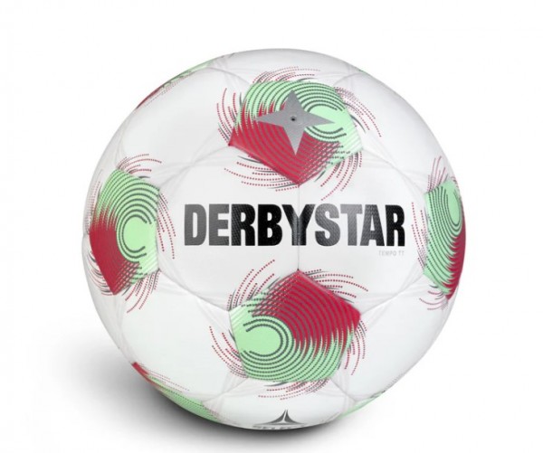 Derbystar Fußball Tempo TT v25 Gr.5 10er Ballpaket inkl. Ballnetz weiß-rot-grün